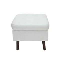 Tufted Fabric Mid-Century Modern Storage Ottoman & Walnut Legs Light Gray - OFM -Ottomans Official Shop unnamed file 10010