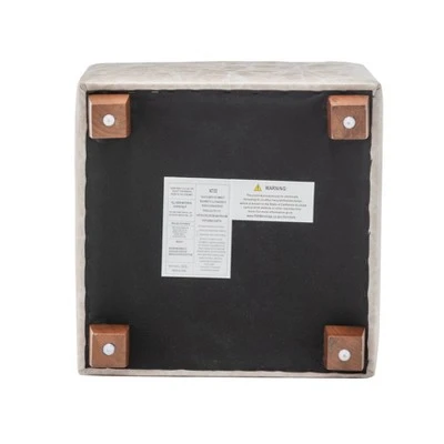 Square Storage Ottoman with Piping and Lift Off Lid Distressed Tan Faux Leather - WOVENBYRD 8 Square Storage Ottoman with Piping and Lift Off Lid Distressed Tan Faux Leather - WOVENBYRD - Image 6