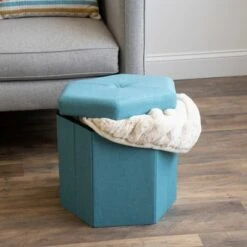 Devon Foldable Hexagon Storage Ottoman Light Blue - Humble Crew -Ottomans Official Shop unnamed file 10029