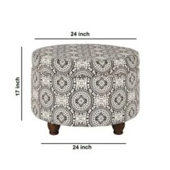 Medallion Pattern Fabric Upholstered Storage Ottoman with Wooden Bun Feet Cream/Black - Benzara 8 Medallion Pattern Fabric Upholstered Storage Ottoman with Wooden Bun Feet Cream/Black - Benzara -Ottomans Official Shop unnamed file 10038
