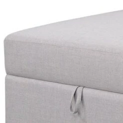 Storage Ottoman with Fabric Upholstery and Tapered Legs Gray - Benzara -Ottomans Official Shop unnamed file 10050