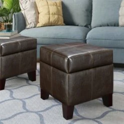 Small Cube Faux Leather Storage Ottoman - Espresso - Dorel Living -Ottomans Official Shop unnamed file 10052