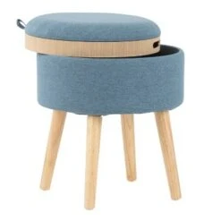 Tray Foot Stool Ottoman Polyester/Wood Natural/Blue - LumiSource -Ottomans Official Shop unnamed file 101