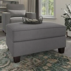 Stockton Storage Ottoman Herringbone Fabric - Bush Furniture Beige