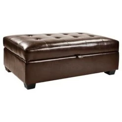 Antonio Bonded Leather Storage Ottoman - CorLiving Black -Ottomans Official Shop unnamed file 10141
