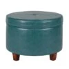 Upholstered Wooden Ottoman with Single Button Tufted Lift Top Storage - Benzara Blue -Ottomans Official Shop unnamed file 10142