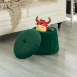 Fabulaxe Modern Tufted Velvet Mushroom Shape Storage Ottoman Storage Stool Trunk -Ottomans Official Shop unnamed file 10156