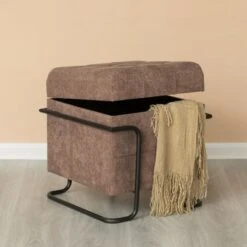 Fabulaxe Square Fabric Storage Ottoman with Black Metal Frame -Ottomans Official Shop unnamed file 10169