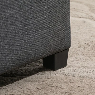 HOMCOM Fabric Tufted Storage Ottoman with Flip Top Seat Lid, Metal Hinge and Stable Rubberwood Frame for Living Room, Entryway, or Bedroom, Grey 7 HOMCOM Fabric Tufted Storage Ottoman with Flip Top Seat Lid, Metal Hinge and Stable Rubberwood Frame for Living Room, Entryway, or Bedroom, Grey - Image 5