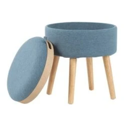 Tray Foot Stool Ottoman Polyester/Wood Natural/Blue - LumiSource -Ottomans Official Shop unnamed file 102