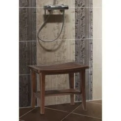17.25" Preston Walnut Acacia Wood Shower Stool Walnut - Hillsdale Furniture