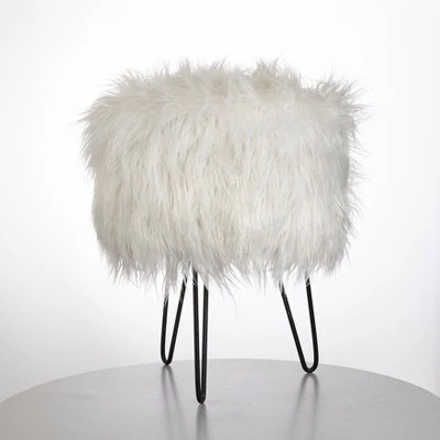 Patrice Faux Fur Stool - Buylateral Gray 6 Patrice Faux Fur Stool - Buylateral Gray - Image 4