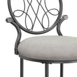 19" O'Malley Metal Vanity Stool - Hillsdale Furniture Metallic Gray -Ottomans Official Shop unnamed file 10240