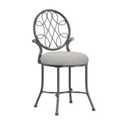 19" O'Malley Metal Vanity Stool - Hillsdale Furniture Metallic Gray -Ottomans Official Shop unnamed file 10244