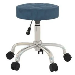 24.5" Nora Tufted Backless Adjustable Metal Vanity and Office Stool with Casters - Hillsdale Furniture Blue -Ottomans Official Shop unnamed file 10256