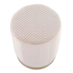 Marla Glam Chevron Ottoman - LumiSource Steel/velvet Gold/cream