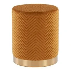 Marla Glam Chevron Ottoman - LumiSource Steel/velvet Gold/cream -Ottomans Official Shop unnamed file 10268