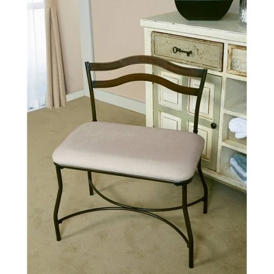 18" Windsor Metal Vanity Bench Burnished Bronze/Beige - Hillsdale Furniture 4 18" Windsor Metal Vanity Bench Burnished Bronze/Beige - Hillsdale Furniture - Image 2