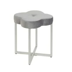 Quatrefoil Vanity Seat - Silverwood Gray Velvet 9 Quatrefoil Vanity Seat - Silverwood Gray Velvet -Ottomans Official Shop unnamed file 10289