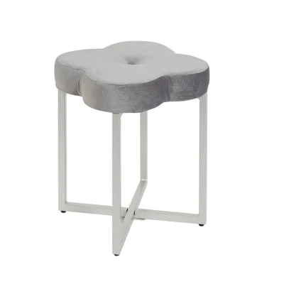 Quatrefoil Vanity Seat - Silverwood Gray Velvet 6 Quatrefoil Vanity Seat - Silverwood Gray Velvet - Image 4