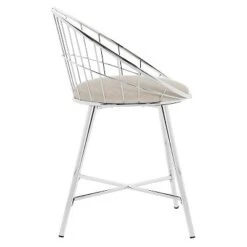 Bullock Rounded Disc Metal Vanity Stool Cream - Hillsdale Furniture