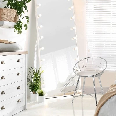 Bullock Rounded Disc Metal Vanity Stool Cream - Hillsdale Furniture 5 Bullock Rounded Disc Metal Vanity Stool Cream - Hillsdale Furniture - Image 3