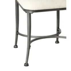 18" Canal Street Metal Vanity Stool - Hillsdale Furniture Pewter/cream
