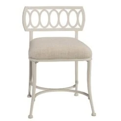 18" Canal Street Metal Vanity Stool - Hillsdale Furniture Pewter/cream -Ottomans Official Shop unnamed file 10296