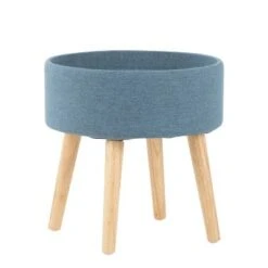 Tray Foot Stool Ottoman Polyester/Wood Natural/Blue - LumiSource -Ottomans Official Shop unnamed file 103