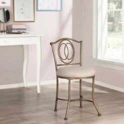 19.5" Emerson Metal Vanity Stool - Hillsdale Furniture Silver -Ottomans Official Shop unnamed file 10350