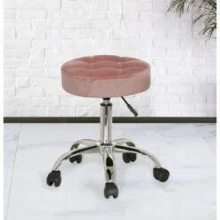 Nora Tufted Adjustable Backless Metal Vanity Stool Pink - Hillsdale Furniture -Ottomans Official Shop unnamed file 10374