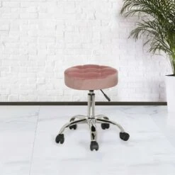 Nora Tufted Adjustable Backless Metal Vanity Stool Pink - Hillsdale Furniture -Ottomans Official Shop unnamed file 10376