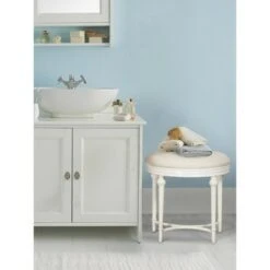 Cape May 19" Vanity Stool - Matte White - Hillsdale Furniture