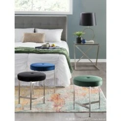 Chloe Contemporary Vanity Stool Chrome Metal - LumiSource White/chrome