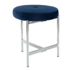 Chloe Contemporary Vanity Stool Chrome Metal - LumiSource White/chrome -Ottomans Official Shop unnamed file 10394