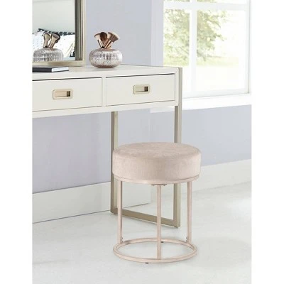 18" Swanson Backless Upholstered Metal Vanity Stool Bone White - Hillsdale Furniture 4 18" Swanson Backless Upholstered Metal Vanity Stool Bone White - Hillsdale Furniture - Image 2