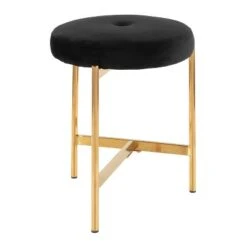 Chloe Contemporary Vanity Stool Gold Metal - LumiSource Black/gold -Ottomans Official Shop unnamed file 10409