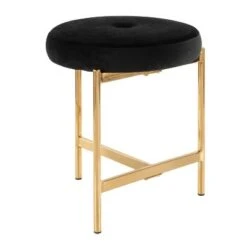 Chloe Contemporary Vanity Stool Gold Metal - LumiSource Black/gold -Ottomans Official Shop unnamed file 10415