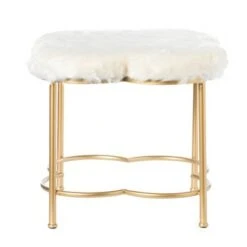 Fabulaxe Cloud Shaped White Fur Gold Vanity Stool -Ottomans Official Shop unnamed file 10427