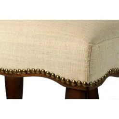 Ottomans Official Shop 36 19" Hamilton Backless Upholstered Wood Vanity Stool Burnished Oak/Cream - Hillsdale Furniture