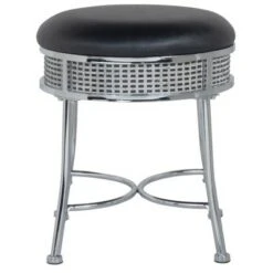 18" Venice Metal Backless Vanity Stool with Faux - Hillsdale Furniture Black Crystal/chrome -Ottomans Official Shop unnamed file 10449