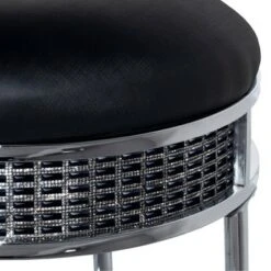 18" Venice Metal Backless Vanity Stool with Faux - Hillsdale Furniture Black Crystal/chrome -Ottomans Official Shop unnamed file 10451