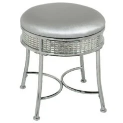 18" Venice Metal Backless Vanity Stool with Faux - Hillsdale Furniture Black Crystal/chrome -Ottomans Official Shop unnamed file 10456
