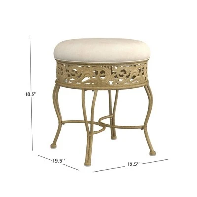 18.5" Villa III Upholstered Backless Metal Vanity Stool Beige - Hillsdale Furniture 3 18.5" Villa III Upholstered Backless Metal Vanity Stool Beige - Hillsdale Furniture - Image 2