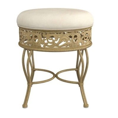18.5" Villa III Upholstered Backless Metal Vanity Stool Beige - Hillsdale Furniture 4 18.5" Villa III Upholstered Backless Metal Vanity Stool Beige - Hillsdale Furniture - Image 3