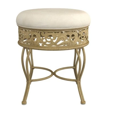 18.5" Villa III Upholstered Backless Metal Vanity Stool Beige - Hillsdale Furniture 6 18.5" Villa III Upholstered Backless Metal Vanity Stool Beige - Hillsdale Furniture - Image 5