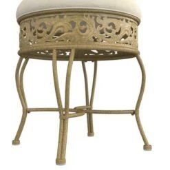 18.5" Villa III Upholstered Backless Metal Vanity Stool Beige - Hillsdale Furniture 18 18.5" Villa III Upholstered Backless Metal Vanity Stool Beige - Hillsdale Furniture -Ottomans Official Shop unnamed file 10464