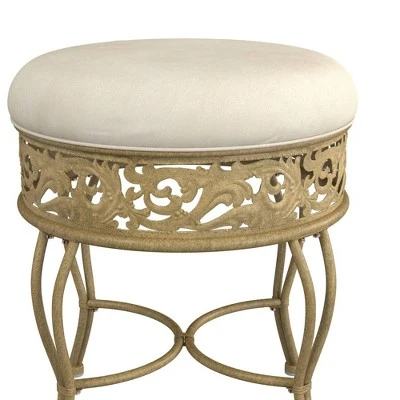 18.5" Villa III Upholstered Backless Metal Vanity Stool Beige - Hillsdale Furniture 10 18.5" Villa III Upholstered Backless Metal Vanity Stool Beige - Hillsdale Furniture - Image 9