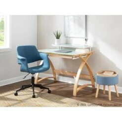 Tray Foot Stool Ottoman Polyester/Wood Natural/Blue - LumiSource -Ottomans Official Shop unnamed file 105