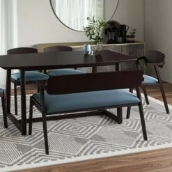 Millie Arm Dining Bench with Brown Finish Wood Back - Handy Living -Ottomans Official Shop unnamed file 1059